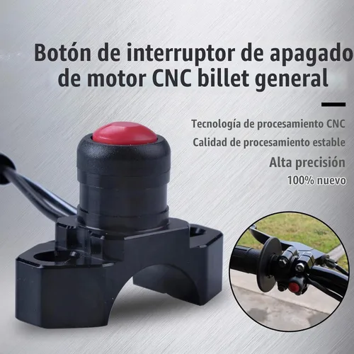 Vista 5 de ORAEVY Botón Universal CNC de Interruptor de Parada y Arranque del Motor de Motocicleta con Placa Posterior de Montaje para ATV, Dirt Pit Bike Negro