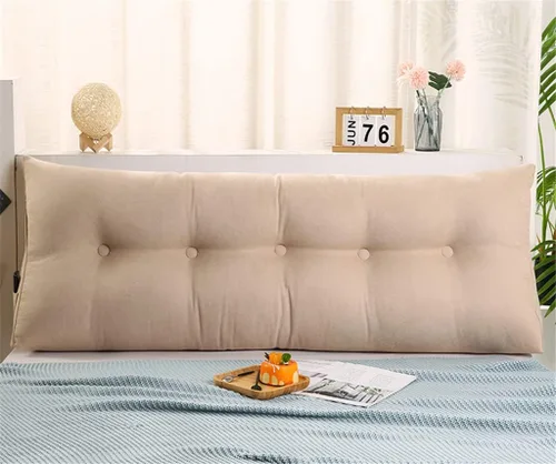Vista 6 de Almohada para cabecero, almohada triangular de cuña para sofá cama, soporte para respaldo de cama, almohada de lectura, posicionamiento lumbar Beige