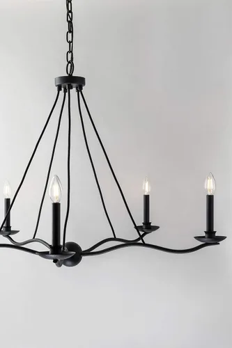 Vista 2 de Troy Lighting F6305 Sawyer - Lámpara de araña de cinco luces, hierro forjado