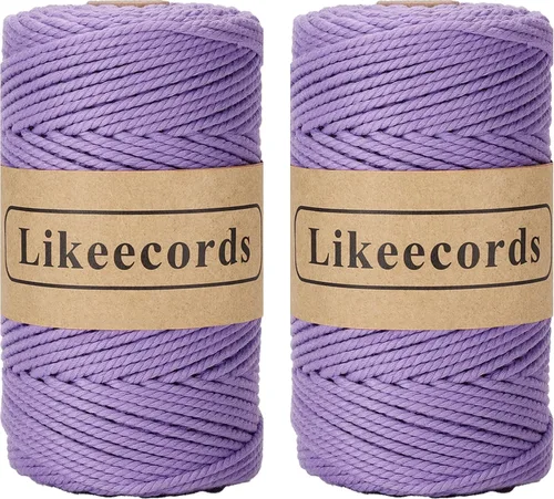 Vista 33 de Likeecords Cordón de algodón para macramé de 3mm x 100 metros, hilo torcido de 3 hebras, cuerda de macramé, hilo de algodón para macramé, cuerda