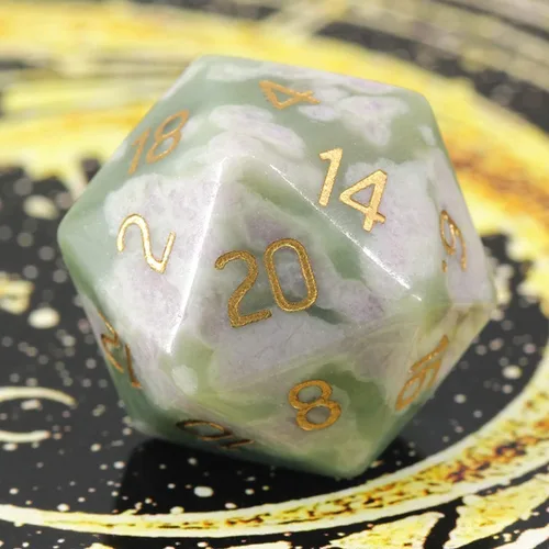 Vista 3 de Dados poliédricos DND de piedras preciosas de jade auspicioso natural, dados de juego de rol para juegos de mesa TRPG juegos de mazmorras y dragones