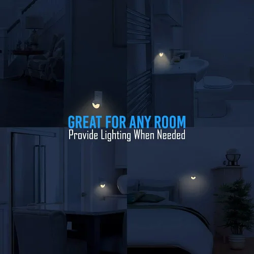 Vista 5 de AULTRA Luz nocturna LED redonda luces nocturnas enchufables a la pared, sensor de atardecer a amanecer activado, encendido y apagado automático