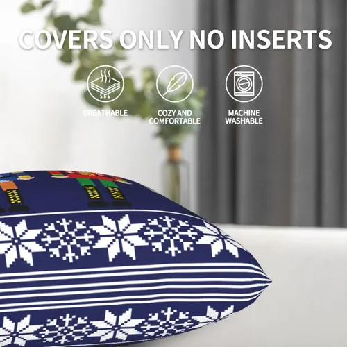 Vista 4 de Fiokroo Cascanueces - Juego de 2 fundas de almohada cuadradas para sofá, dormitorio, sala de estar, automóvil