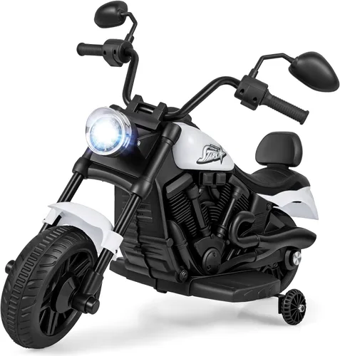 Vista 11 de Costzon Motocicleta para niños pequeños, motocicleta eléctrica alimentada por batería de 6 V con ruedas de entrenamiento desmontables, arranque