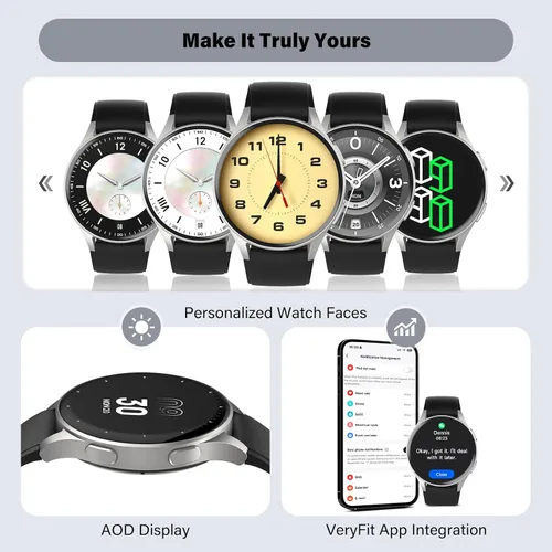 Vista 8 de Reloj inteligente para hombres y mujeres (respuesta/hacer llamadas) – AMOLED de 1.32 pulgadas negro mate rastreador de actividad con GPS y Alexa