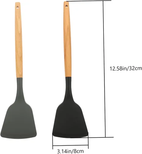 Vista 6 de Espátula de silicona segura para placa de inducción, mango resistente multifunción antiadherente para cocinar wok