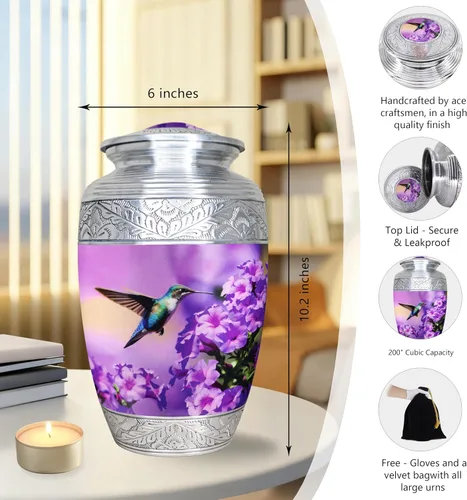 Vista 2 de M MEILINXU Urna para cenizas para mujeres y hombres, urnas de cremación para cenizas humanas, mujeres y hombres, decoración funeraria, urna grabada