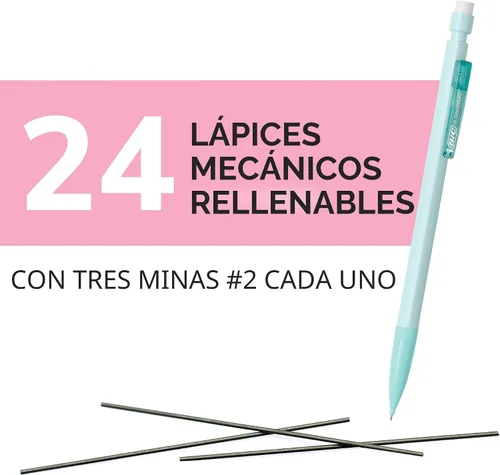 Vista 2 de BIC Lápices mecánicos de color pastel extra suave, punta media, 0.03 in, 24