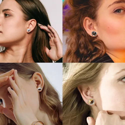 Vista 7 de YOFANST 6pcs Double Flare Stainless Steel Ear Plugs Tunnels with Zircon Ear Gauges Stretcher Body Piercing Jewelry for Women Men 8g-916