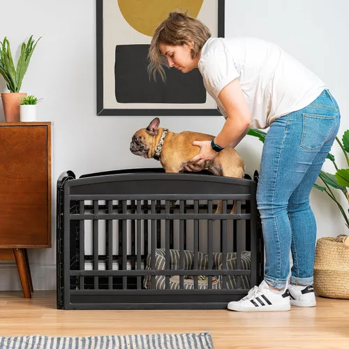 Vista 8 de IRIS USA Corralito para cachorros de 4 paneles de 24 pulgadas, 35 x 35 x 24 pulgadas, corral para perros, corralito para perros en interiores, cerca