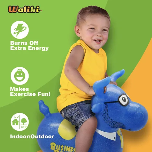 Vista 3 de WALIKI Tolva de caballo hinchable Benny The Jumping Bull Pony inflable para niños pequeños
