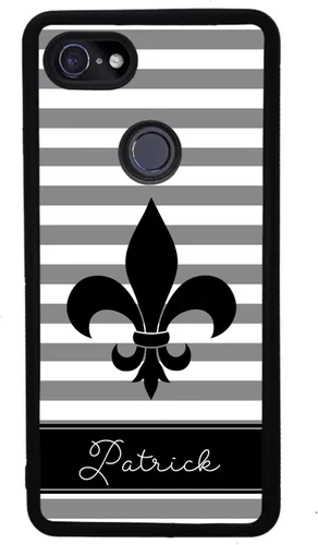 Vista 4 de Fleur De Lis - Funda de goma negra personalizada para teléfono compatible con Google Pixel 10, 10 Pro, 10 Pro XL, 9a, 9 Pro, Pixel 9, Pixel 9 Pro