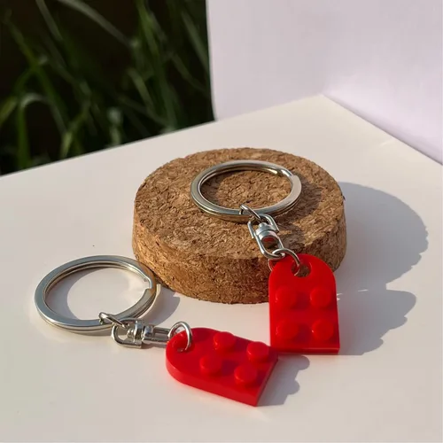 Vista 4 de Llavero de ladrillo para mejor amigo, para amistad, pareja, novio, novia, juego de llavero de corazón, día de San Valentín, cumpleaños, llavero