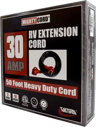 Vista 3 de Valterra Mighty Cord RV - Cable de extensión de 30 amperios, cable de extensión de alimentación de 50 pies, color rojo