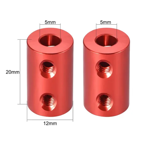 Vista 3 de TA-VIGOR Juego de 2 tornillos de acoplamiento de eje de 0.197 in a 0.197 in, conector de junta rígida de eje L20 x D12, aleación de aluminio