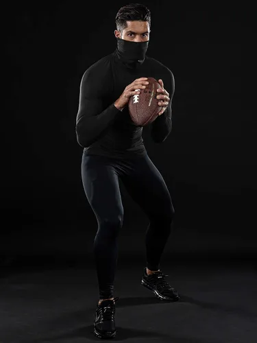 Vista 5 de DRSKIN 2 or 1 Pack Men's MASK Turtleneck Compression Shirts Top Long Sleeve Sports Baselayer Running Thermal Athletic Workout