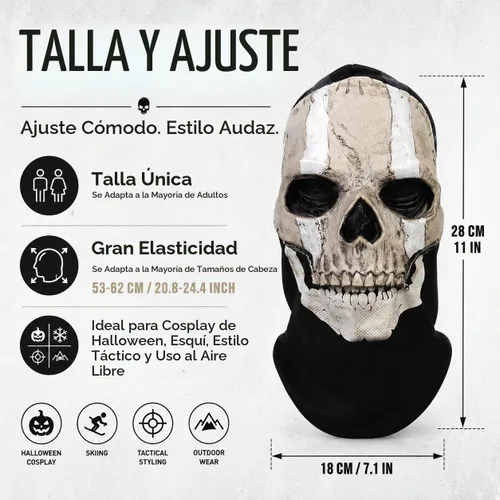 Vista 4 de Pasamontañas fantasma, máscara de esqueleto, máscara de esquí