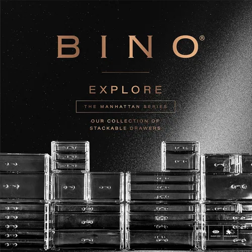 Vista 5 de BINO THE MANHATTAN SERIES Organizador de cajones de maquillaje acrílico, 3 cajones pequeños, organizadores de belleza transparentes