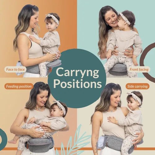 Vista 2 de Portabebés de cadera para bebés – Portabebés ergonómico y ajustable para recién nacidos a niños pequeños con asiento de cadera – Extensor