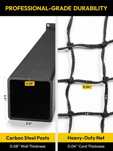 Vista 2 de A11N SPORTS Sistema de red de pickleball de grado profesional con postes de acero al carbono de alta resistencia, construcción a prueba de óxido