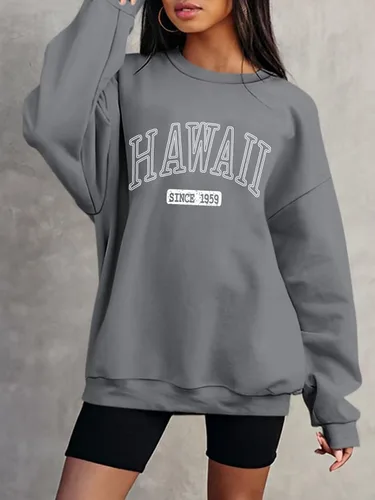 Vista 3 de ORANDESIGNE Sudadera estampada de gran tamaño para mujer, de manga larga, cuello redondo, casual, para otoño, 2024