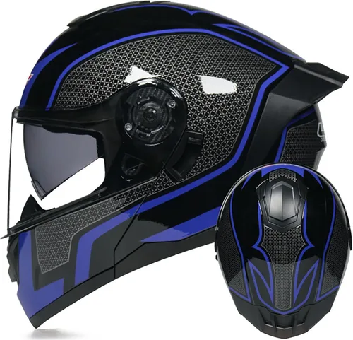 Vista 6 de Casco modular de motocicleta de cara completa, casco abierto con doble visera extraíble forro para adultos, hombres y mujeres, motocross Cruiser