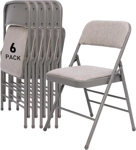 Vista 24 de SEALAMB Paquete de 4 sillas plegables con asiento cómodo, marco de metal resistente, sillas apilables portátiles para bodas, fiestas, oficina
