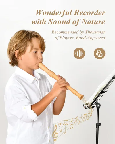 Vista 6 de Eastar Soprano - Grabadora barroca para principiantes, con tecla C, de arce, descante, instrumento para niños y adultos, grabadora de 3 piezas