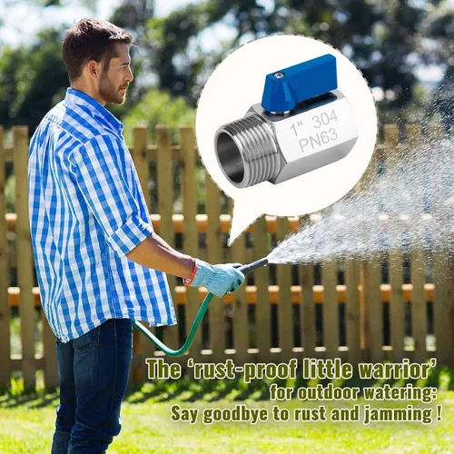 Vista 9 de Paquete de 2 válvulas de bola mini de 1", válvula de cierre de acero inoxidable 304 rosca NPT hembra x macho válvulas pequeñas para espacio compacto