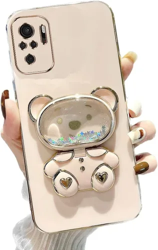 Vista 16 de Miagon Bear - Funda con soporte para espejo para Xiaomi Redmi A1, Quicksand Glitter Electroplated Soft TPU Protector Slim a prueba de golpes