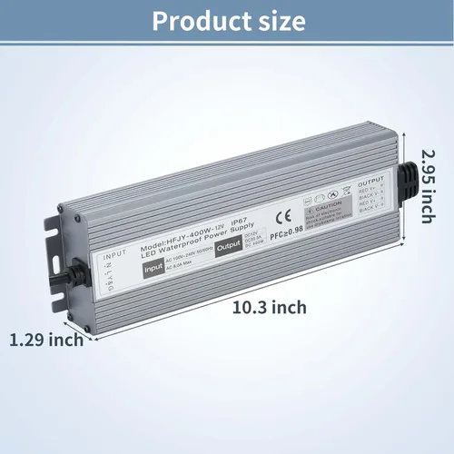 Vista 7 de Fuente de alimentación LED 12 V 400 W IP67 controlador LED impermeable 100-240 V CA a 12 V CC 33.3 A transformador de bajo voltaje convertidor