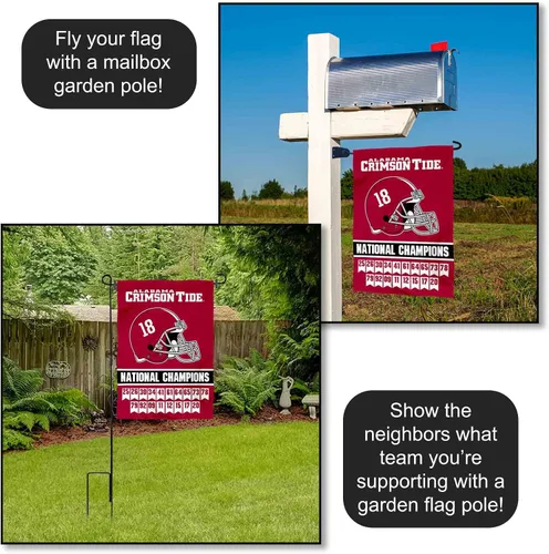 Vista 4 de Bandera de jardín de doble cara de Alabama Crimson Tide 18 Times National Champions