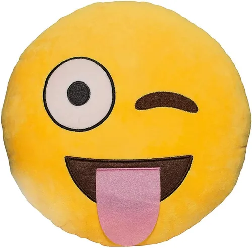Vista 32 de Emoji Cara de Alienígena Cojín de Emoticón Relleno de Felpa Suave Almohada, Certificado Oficial, EvZ 31cm Gris