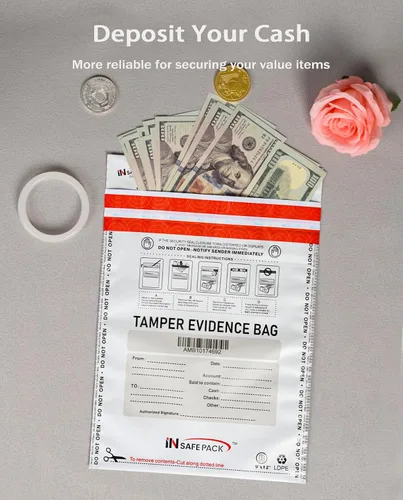 Vista 3 de INSAFEPACK - 100 bolsas de depósito bancario de negocios de 9 x 12 pulgadas, bolsa de seguridad de alto nivel a prueba de manipulaciones, bolsa