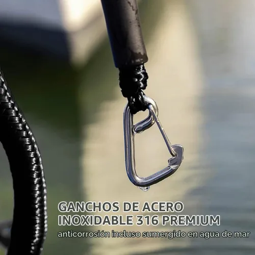 Vista 5 de Cuerda elástica para embarcaciones con clips dobles de acero inoxidable 316, accesorios para lancha baja, kayak, pontón, embarcación, waverunner