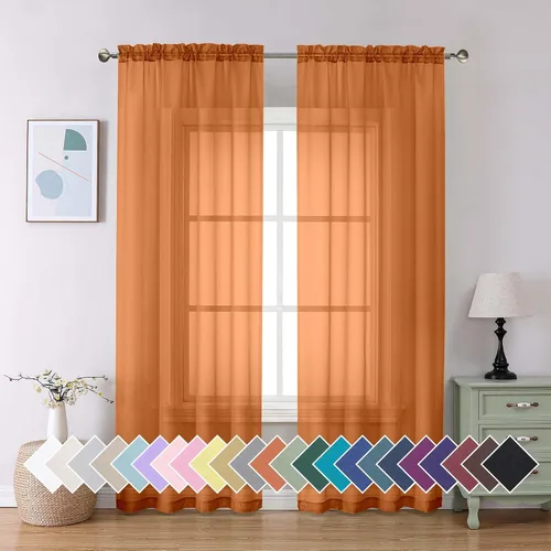 Vista 195 de Aiyufeng 2 paneles de cenefa transparente negra de 14 pulgadas de largo, cortinas cortas negras transparentes para dormitorio, cortinas de cocina
