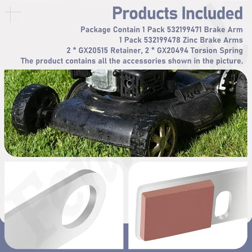 Vista 4 de Fennoral 532199471 & 532199478 Brazo de freno LH/RH Kit W/Parte para Husqvarna AYP Craftsman Poulan Lawn Mower 199471 199478 532199470