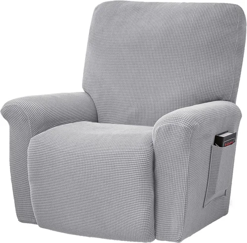 Vista 11 de CONRUSER Fundas elásticas para sillas reclinables, funda suave de 4 piezas, funda gruesa para sofá individual, funda de jacquard con bolsillo