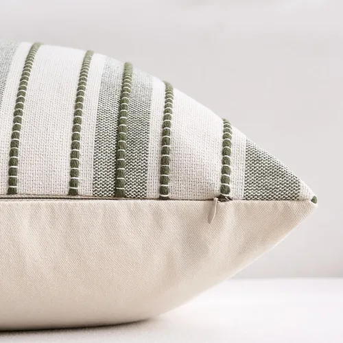 Vista 6 de Fundas de almohada verdes de 18 x 18 pulgadas, fundas de almohada decorativas bohemias de otoño verde y beige para sofá, decoración moderna