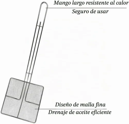 Vista 3 de 2 unidades - Freidora de araña de cocina, cuchara, espumadera para freír, colador para cocinar cuchara de colar profundo, cucharón de aceite, mango