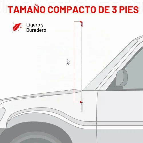Vista 2 de Prostick - Antena pasiva de fibra de vidrio de 3 pies para radios CB, color blanco