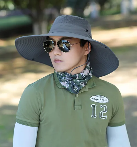 Vista 4 de HUAMULAN Sombreros de sol de ala súper ancha de 6 pulgadas, para hombres y mujeres, para pesca, senderismo, jardín, césped, trabajo, safari