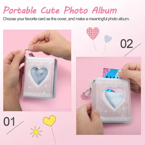 Vista 4 de Kpop - Carpeta para tarjetas fotográficas Kpop de 3 pulgadas, mini carpeta de tarjetas de fotos con 40 bolsillos/dijes de cereza, álbum de fotos