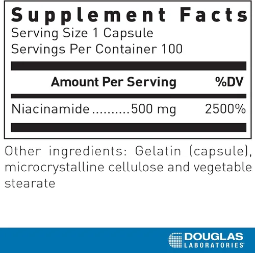 Vista 2 de Douglas Laboratories Niacinamida Vitamina B3 para apoyar la salud cardiovascular 100 cápsulas