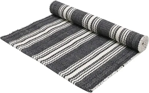 Vista 8 de Alfombrilla de Yoga Tejida a Mano 100% Algodón - Gruesa Hecha en Telar en India - para Ejercicio en Piso de Gimnasio - Corredor para Dormitorio