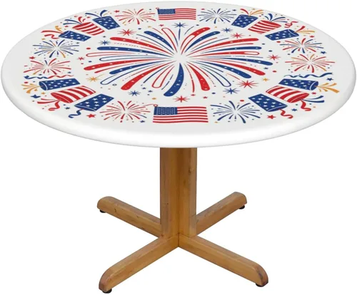 Vista 17 de Mantel redondo de Navidad con diseño de copos de nieve de Navidad para cocina, comedor, decoración de mesa de poliéster lavable para mesa de bufé