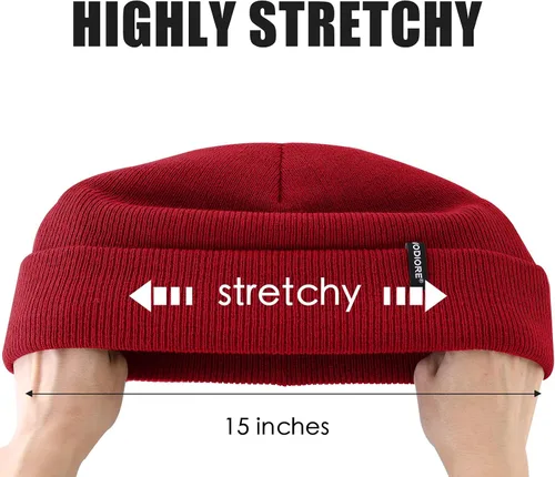 Vista 6 de Gorro de punto para hombre y mujer, gorro de punto cálido y holgado con puños