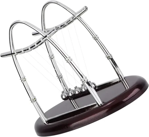 Vista 8 de Bolas de equilibrio clásicas Newton Cradle 5 bolas de acero de péndulo Ulum para oficina y educación escolar Newton bolas de cojinete oscilante (S)