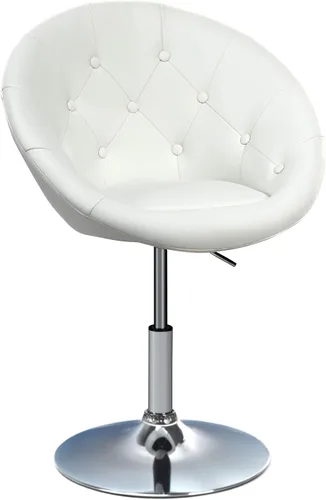 Vista 10 de WATERJOY Silla giratoria de tocador con respaldo, silla de maquillaje moderna de altura ajustable con marco cromado para bar y bar