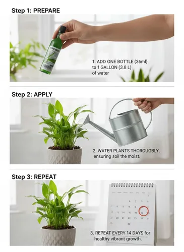 Vista 2 de Super Green Lucky Bamboo Fertilizante (3 botellas) Alimento vegetal multiusos listo para usar